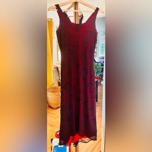 Reitmans Deep Red shimmery floral maxi dress